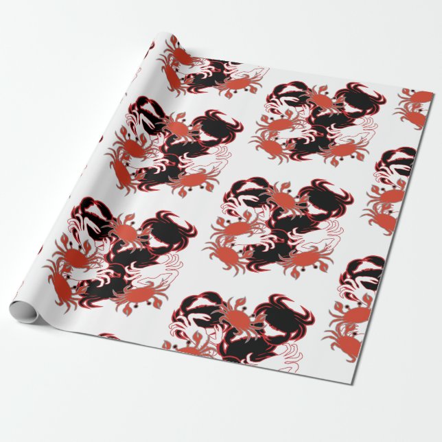Crab Crustacean Sea Pattern   Wrapping Paper (Unrolled)