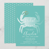 Crab Crustacean Teal Ocean Bridal Shower