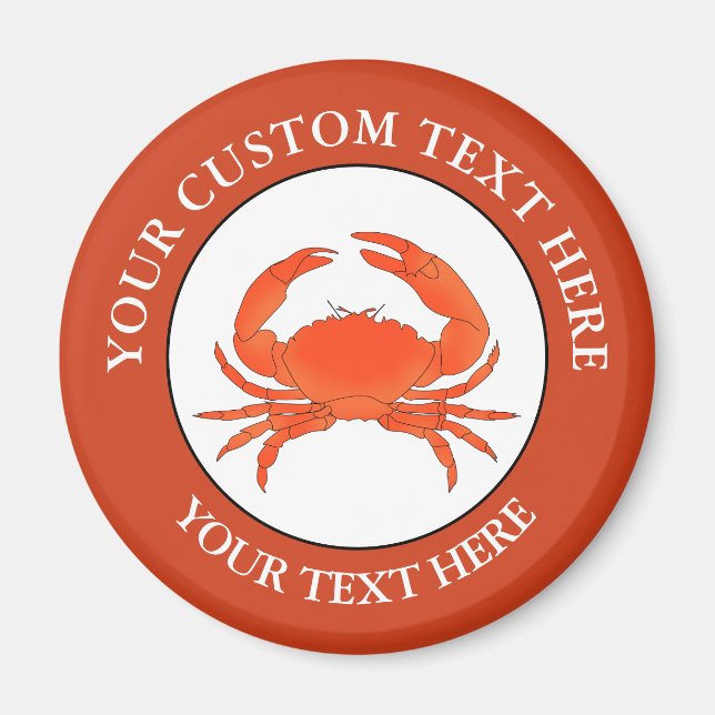 Crab Custom Text Logo Icon Button Magnet (Front)