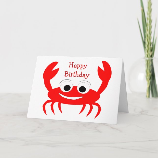 Crab Design Personalised Birthday Card (Front)