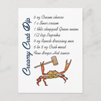 Crab Dip Recipe Postcard