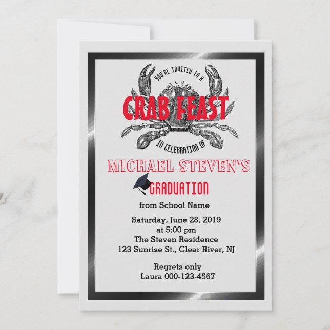 Crab Feast Boil Graduation Any Celebration Party Invitation (Front)