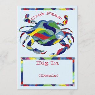 Crab Feast Invitation Watercolor Whimsical