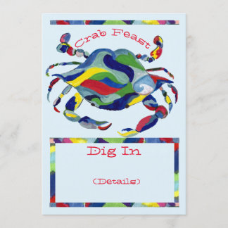 Crab Feast Invitation Watercolor Whimsical