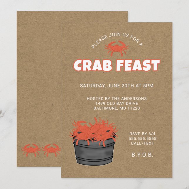 Crab Feast Party Invitation (Front/Back)