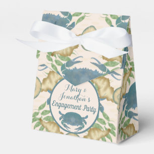 Crab Feast-Watercolor Blue Crabs, Engagement  Favour Box