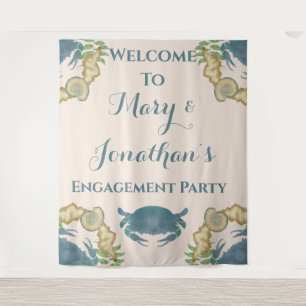 Crab Feast-Watercolor Blue Crabs, Engagement  Tapestry