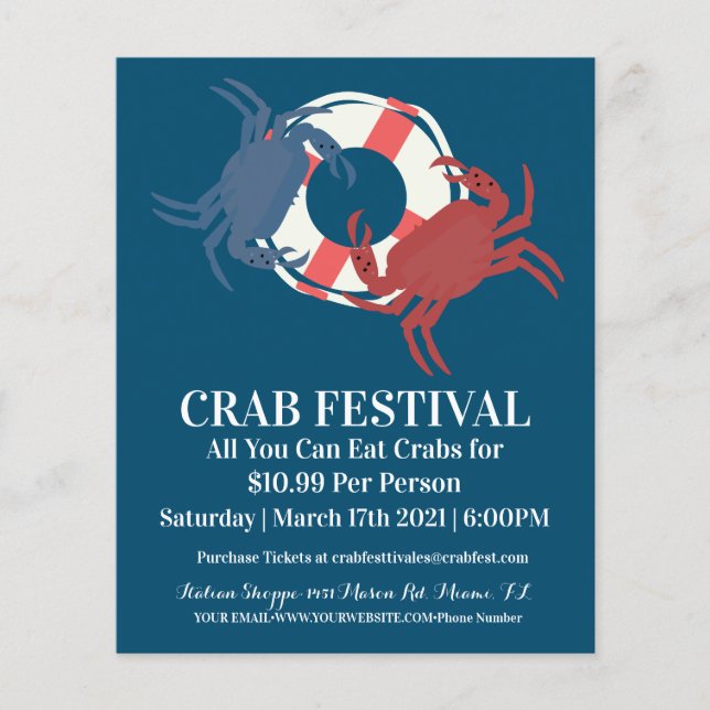 Crab Festival Crab  Restaurant Fundraiser Opening Flyer (Front)