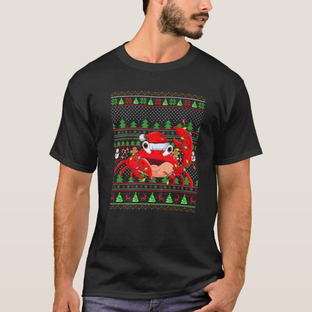 Crab Fish Lover Family Matching Ugly Crab Christma T-Shirt (Front)