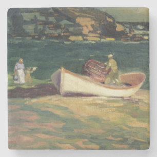 Crab Fisherman in Cape Elizabeth, Maine Stone Coaster