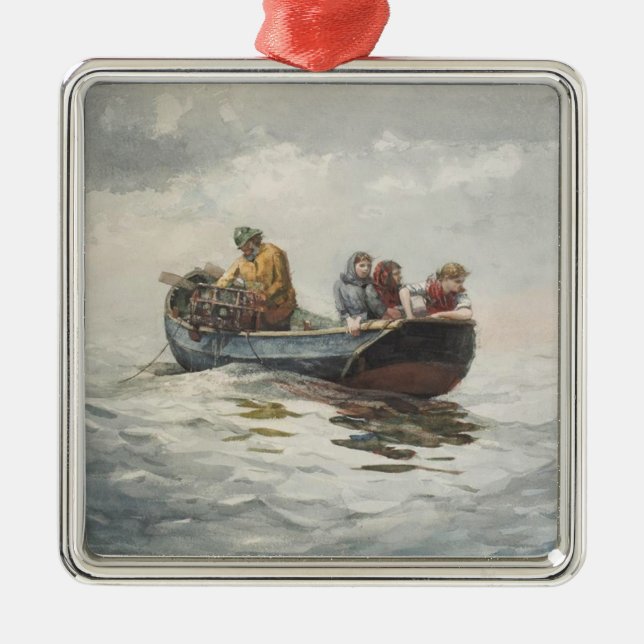 Crab Fishing (by Winslow Homer) Metal Tree Decoration (Front)
