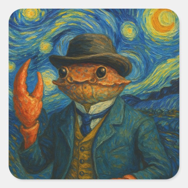 Crab Gentleman Starry Night Sticker (Front)
