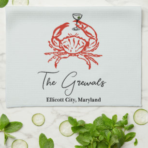 Crab housewarming gift tea towel