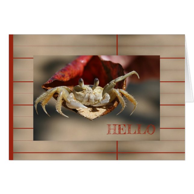 Crab in Red Leaf Greeting Card (Front Horizontal)