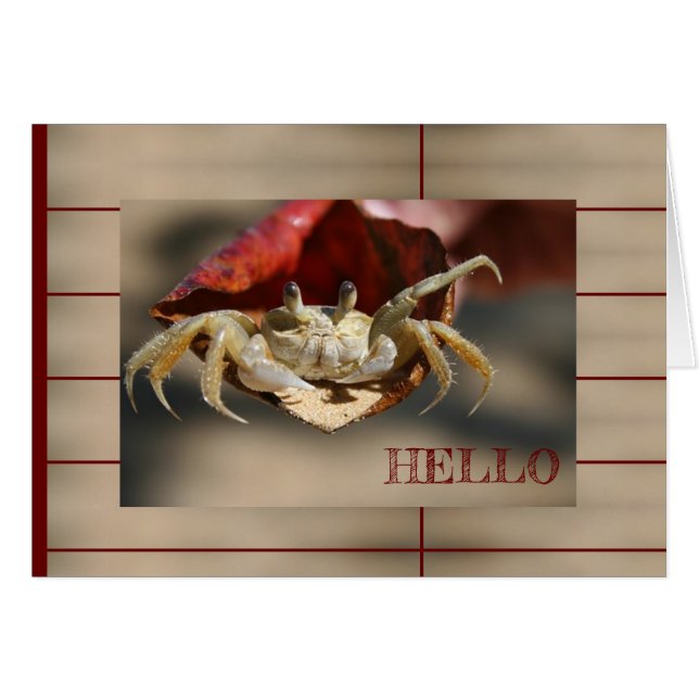 Crab in Red Leaf Greeting Card (Front Horizontal)
