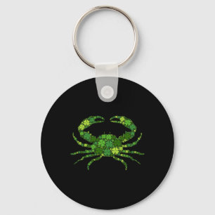 Crab Irish Lucky Green Shamrock Clover - St Patric Key Ring