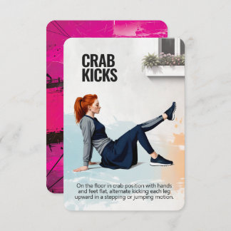 Crab Kicks Fitness Card with Pink Backing
