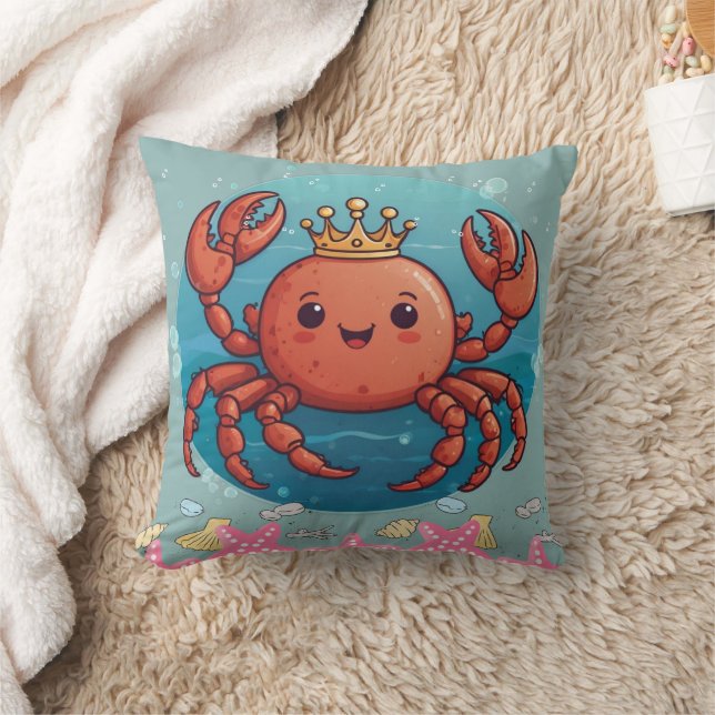 Crab King Princess in blue Cushion (Blanket)
