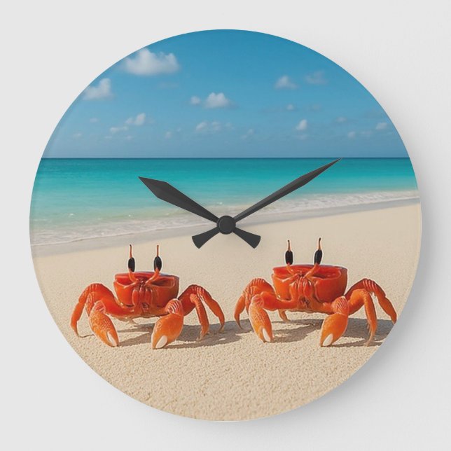 Crab Life – Twin Crabs Round Wall Clock (Front)