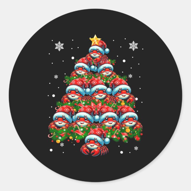 Crab Lighting Xmas Holiday Santa Crab Christmas Tr Classic Round Sticker (Front)