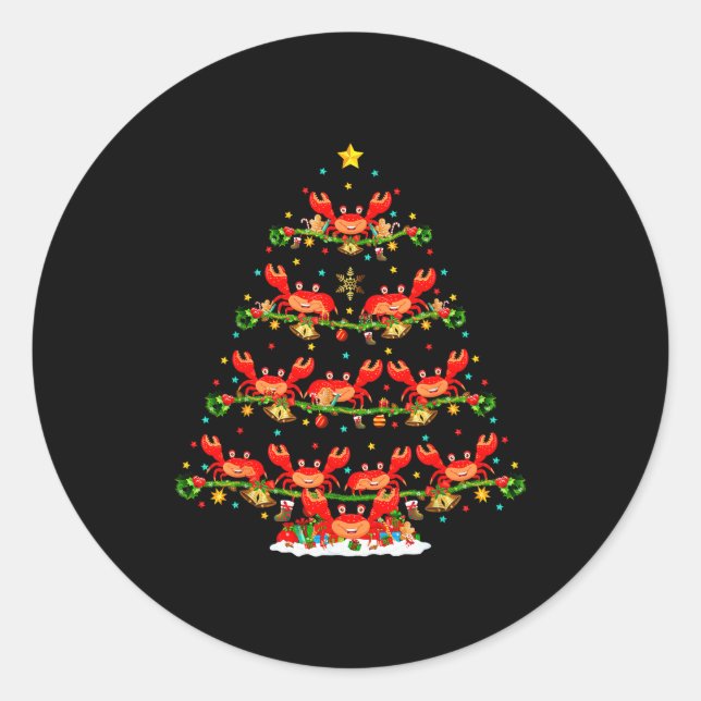 Crab Lover Xmas Lighting Santa Crab Christmas Tree Classic Round Sticker (Front)