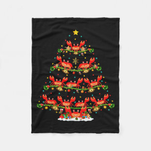 Crab Lover Xmas Lighting Santa Crab Christmas Tree Fleece Blanket