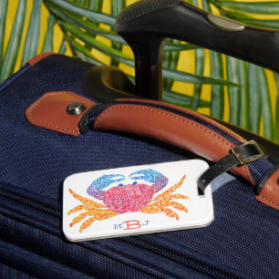 Crab Luggage Tag with Initials