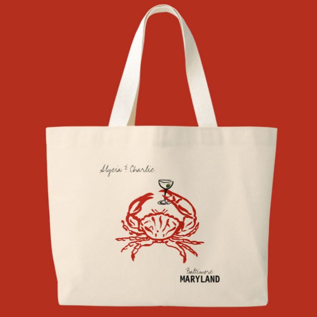 Crab Maryland Wedding  Large Tote Bag (Creator Uploaded)