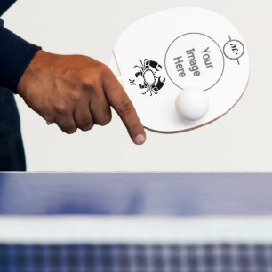 Crab Monogram in a Black Stencil Style Ping Pong Paddle