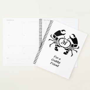 Crab Monogram in a Black Stencil Style Planner