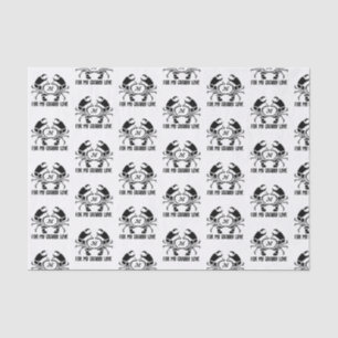 Crab Monogram in a Black Stencil Style Tissue Paper
