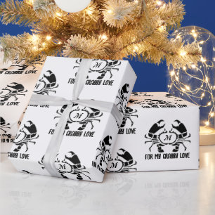 Crab Monogram in a Black Stencil Style Wrapping Paper