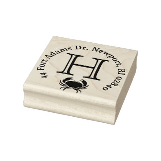 Crab Monogram Return Address Rubber Stamp