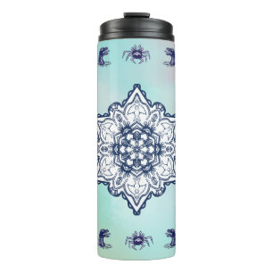 Crab monster and water dragon pattern thermal tumbler