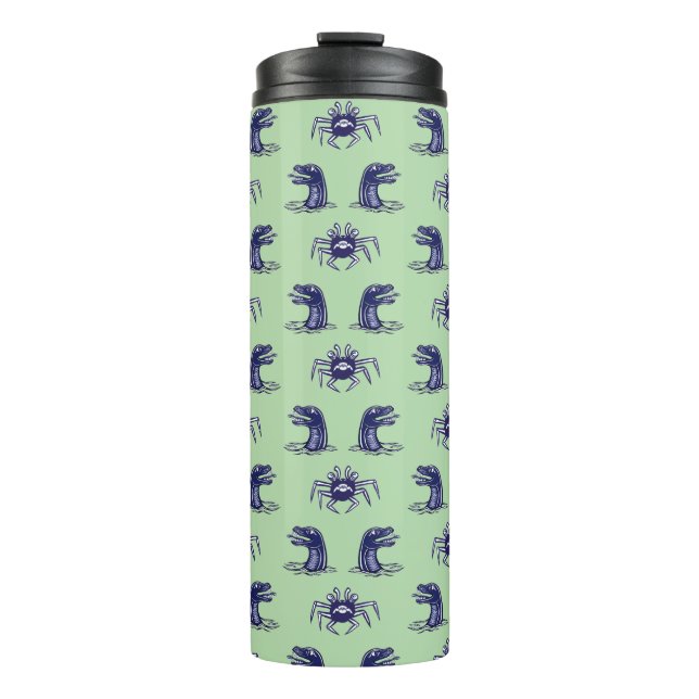 Crab monster and water dragon pattern thermal tumbler (Front)