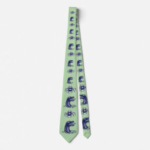 Crab monster and water dragon pattern tie