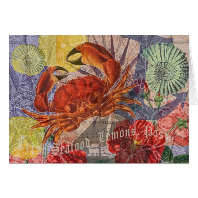 Crab Nautical Beach Seafood Art (Front Horizontal)