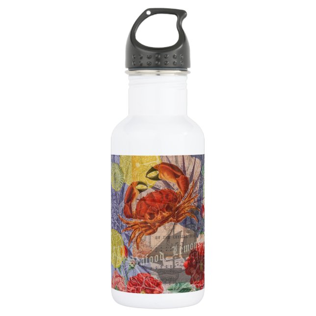 Crab Nautical Beach Seafood Art 532 Ml Water Bottle (Front)