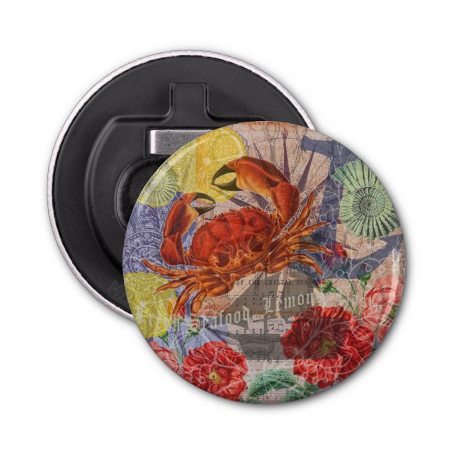 Crab Nautical Beach Seafood Art Bottle Opener (Front)