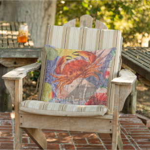 Crab Nautical Beach Seafood Art Cushion