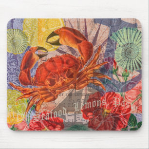 Crab Nautical Beach Seafood Art Mouse Mat