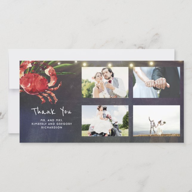 Crab Nautical Beach Wedding Thank You Wedding (Front)