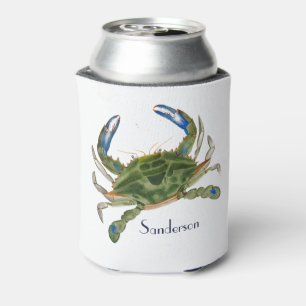 Crab Nautical  Blue and Green Can Cooler