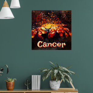 Crab Nautical Coastal Beach Cancer Personalised Poster