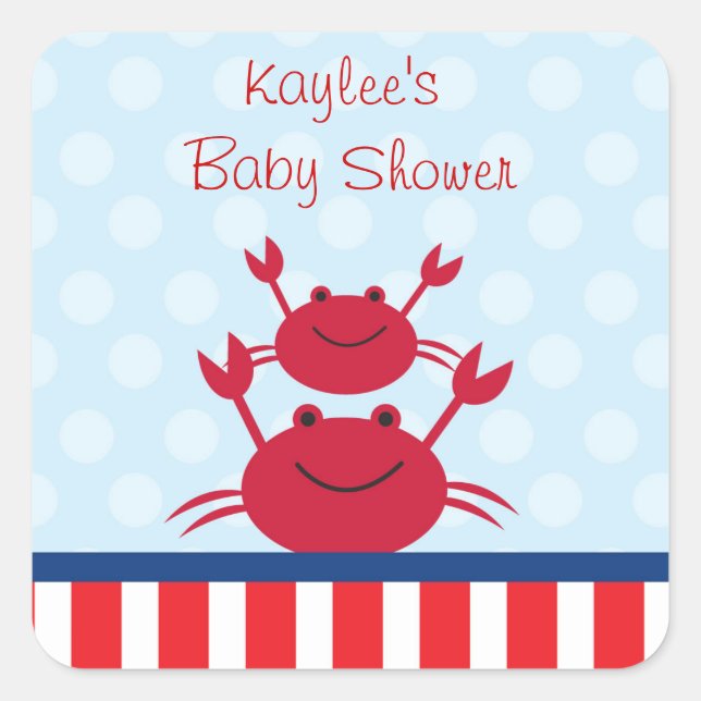 Crab Nautical Favour Stickers (Front)