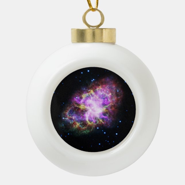 Crab Nebula Supernova Remnant Hubble Composite Ceramic Ball Christmas Ornament (Front)