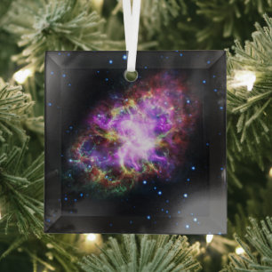 Crab Nebula Supernova Remnant Hubble Composite Glass Tree Decoration