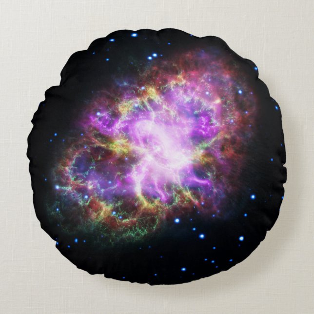 Crab Nebula Supernova Remnant Hubble Composite Round Cushion (Front)