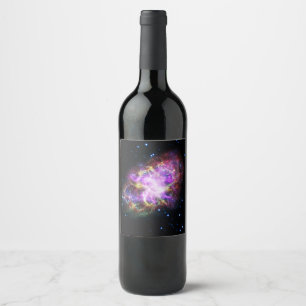 Crab Nebula Supernova Remnant Hubble Composite Wine Label