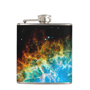 Crab Nebula Supernova Remnant Hubble Space Photo Hip Flask